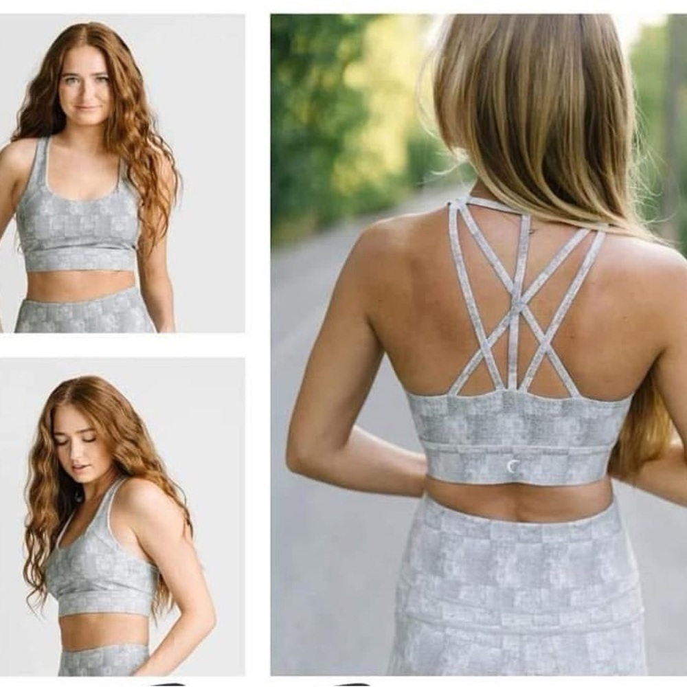 ZYIA Gray Strappy Sports Bra with Criss-Cross Back L